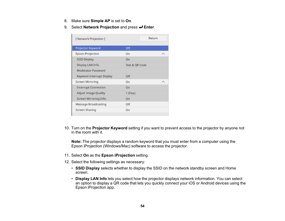 Epson PowerLite L265F 4600-Lumen Full HD Laser 3LCD Projector (Black) User Manual | Page 54 / 306