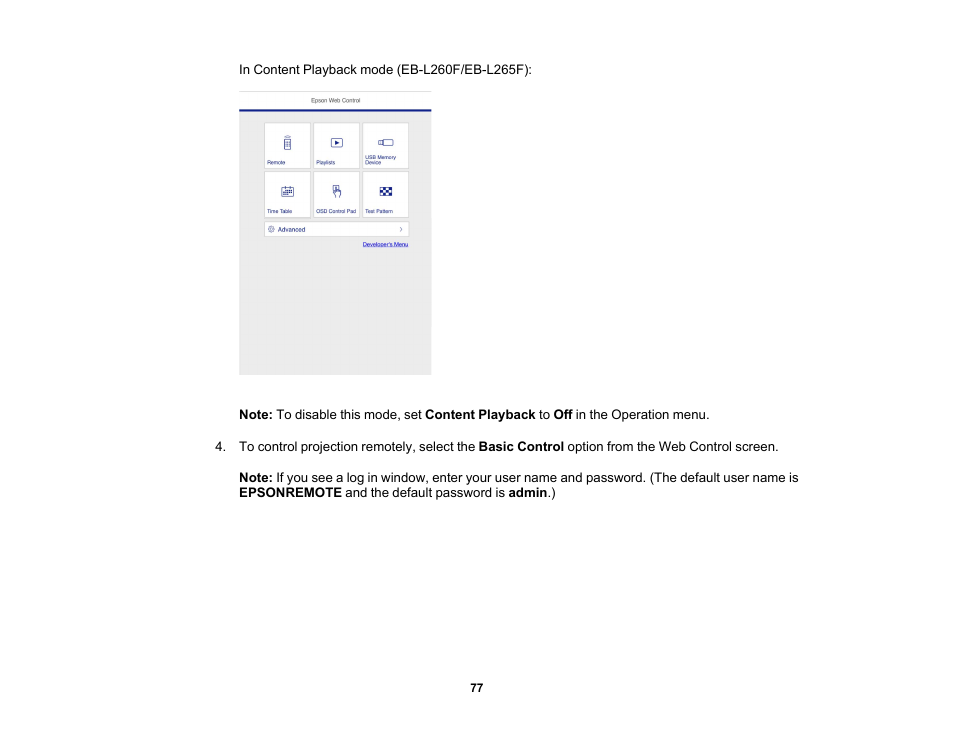 Epson PowerLite L265F 4600-Lumen Full HD Laser 3LCD Projector (Black) User Manual | Page 77 / 306