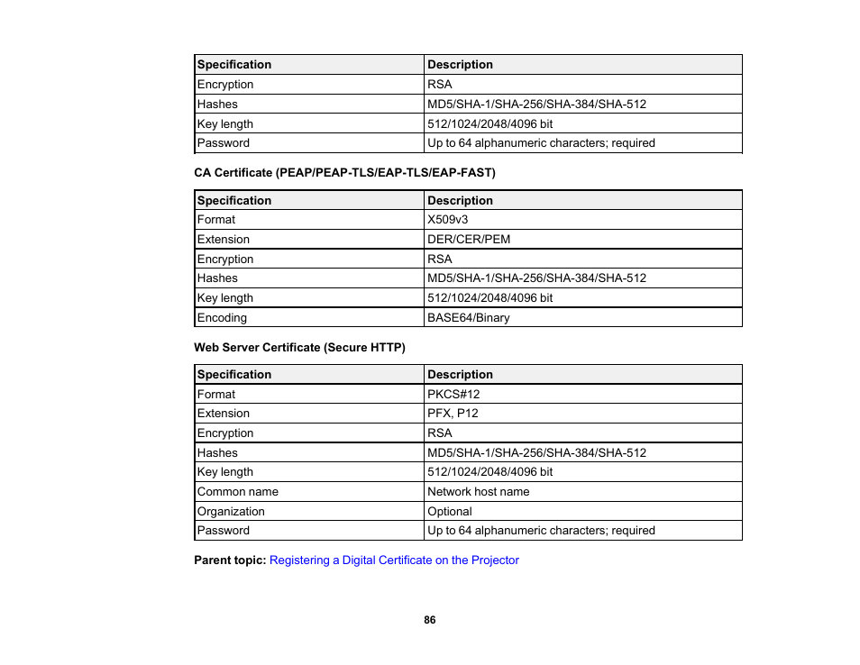 Epson PowerLite L265F 4600-Lumen Full HD Laser 3LCD Projector (Black) User Manual | Page 86 / 306