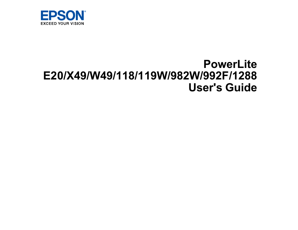 Epson PowerLite 1288 4000-Lumen Full HD 3LCD Projector with Wi-Fi User Manual | 234 pages