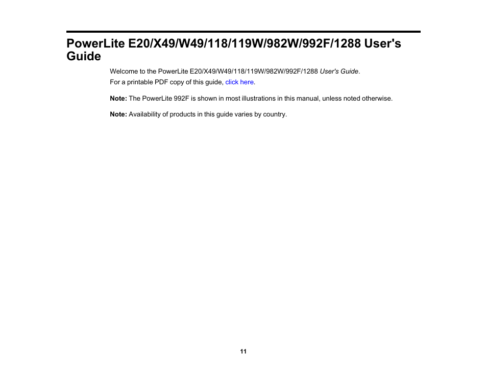 Epson PowerLite 1288 4000-Lumen Full HD 3LCD Projector with Wi-Fi User Manual | Page 11 / 234