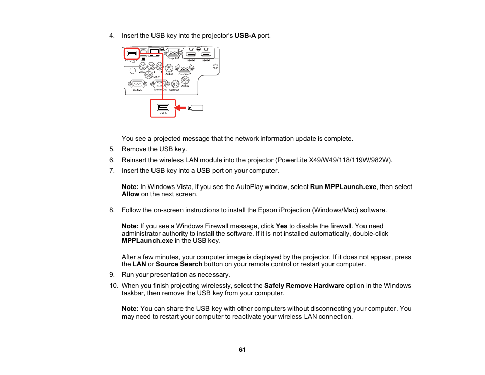 Epson PowerLite 1288 4000-Lumen Full HD 3LCD Projector with Wi-Fi User Manual | Page 61 / 234