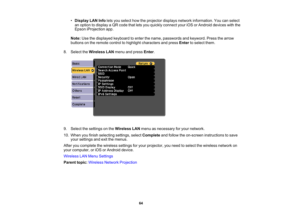 Epson PowerLite 1288 4000-Lumen Full HD 3LCD Projector with Wi-Fi User Manual | Page 64 / 234