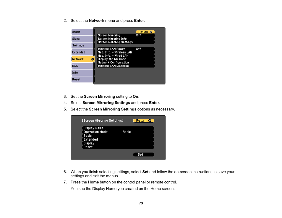 Epson PowerLite 1288 4000-Lumen Full HD 3LCD Projector with Wi-Fi User Manual | Page 73 / 234