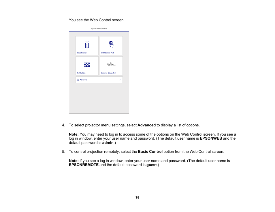 Epson PowerLite 1288 4000-Lumen Full HD 3LCD Projector with Wi-Fi User Manual | Page 76 / 234