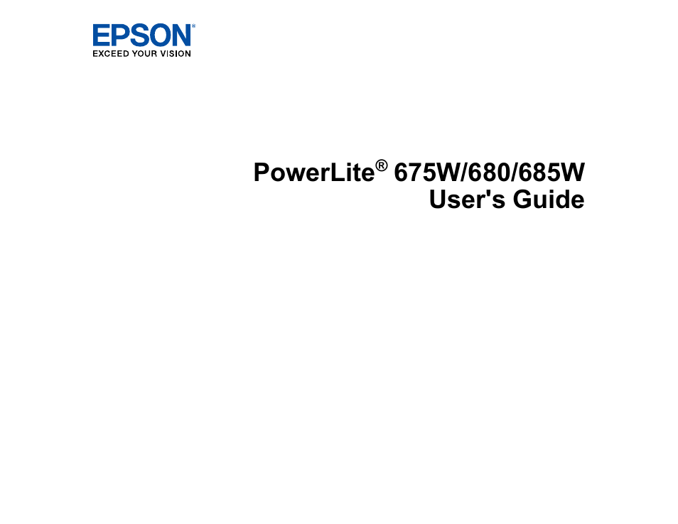 Epson PowerLite 685W 3500-Lumen WXGA Ultra-Short Throw 3LCD Projector User Manual | 263 pages