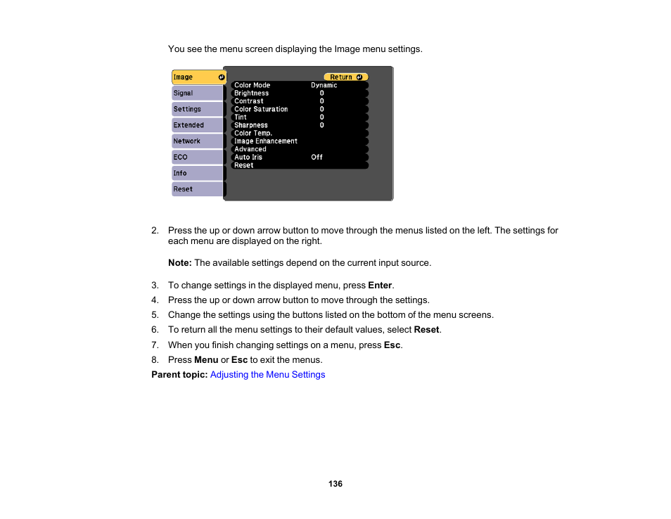 Epson PowerLite 685W 3500-Lumen WXGA Ultra-Short Throw 3LCD Projector User Manual | Page 136 / 263