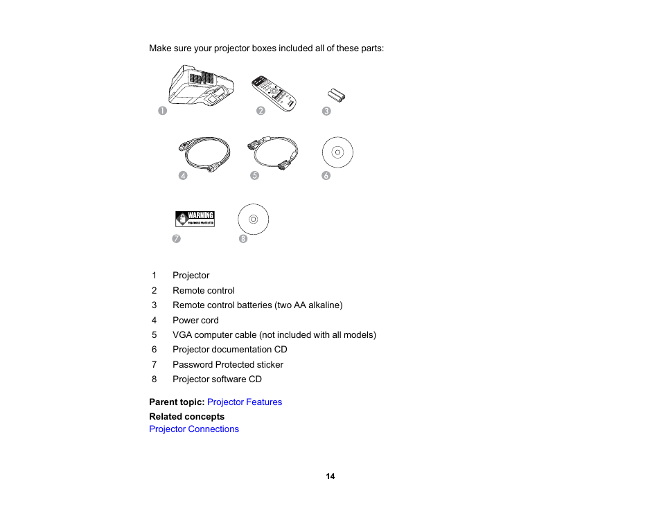 Epson PowerLite 685W 3500-Lumen WXGA Ultra-Short Throw 3LCD Projector User Manual | Page 14 / 263