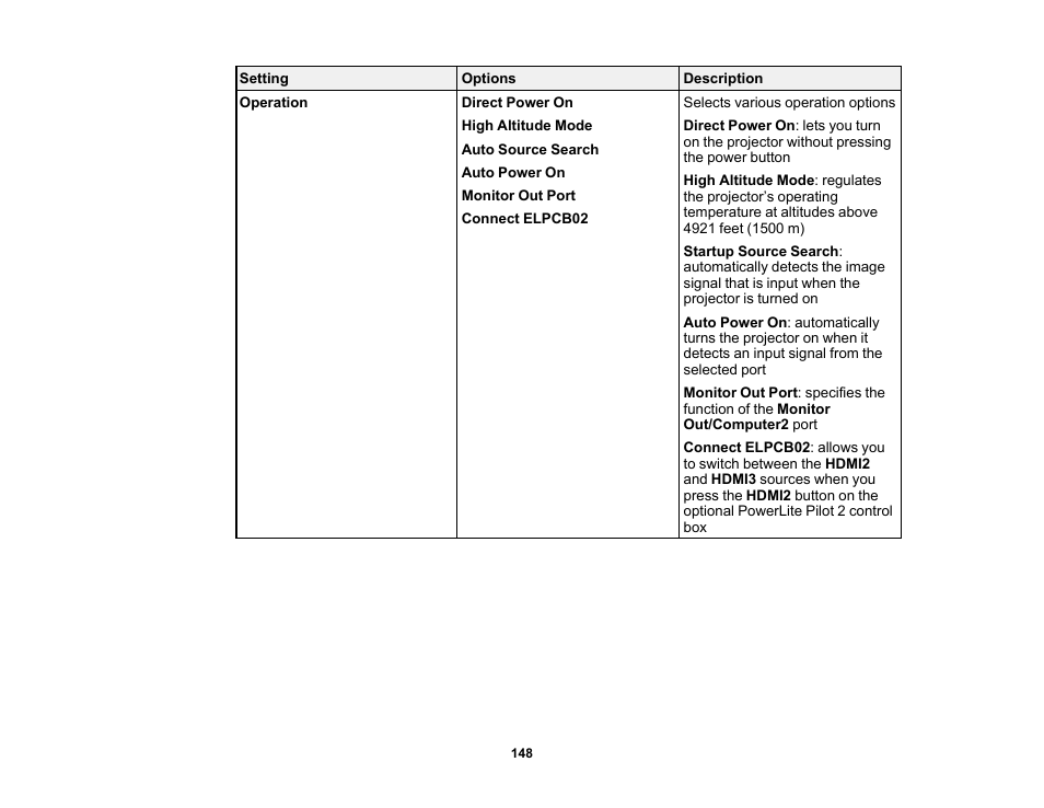 Epson PowerLite 685W 3500-Lumen WXGA Ultra-Short Throw 3LCD Projector User Manual | Page 148 / 263