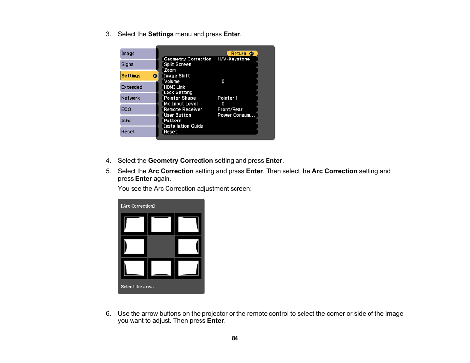 Epson PowerLite 685W 3500-Lumen WXGA Ultra-Short Throw 3LCD Projector User Manual | Page 84 / 263