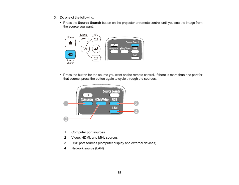 Epson PowerLite 685W 3500-Lumen WXGA Ultra-Short Throw 3LCD Projector User Manual | Page 92 / 263