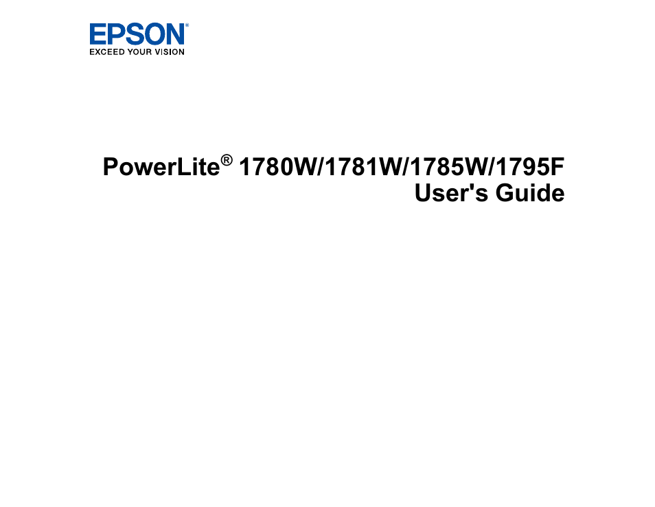 Epson PowerLite 1781W 3200-Lumen WXGA 3LCD Projector User Manual | 245 pages