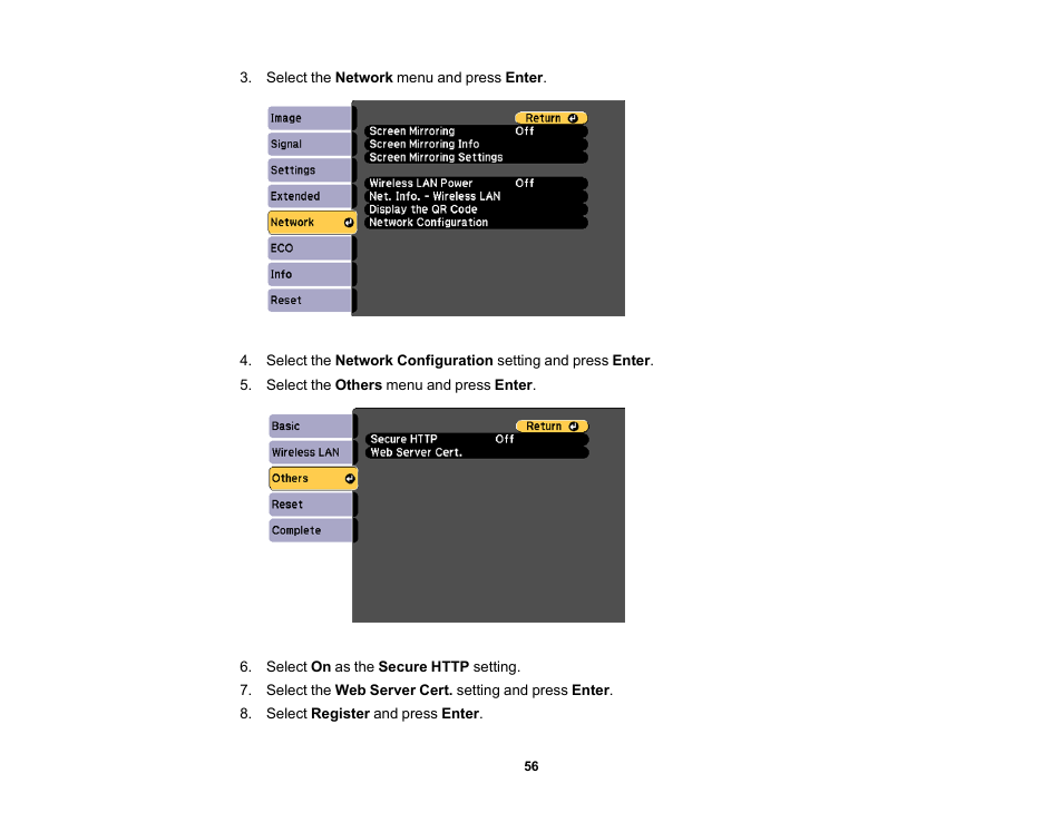 Epson PowerLite 1781W 3200-Lumen WXGA 3LCD Projector User Manual | Page 56 / 245