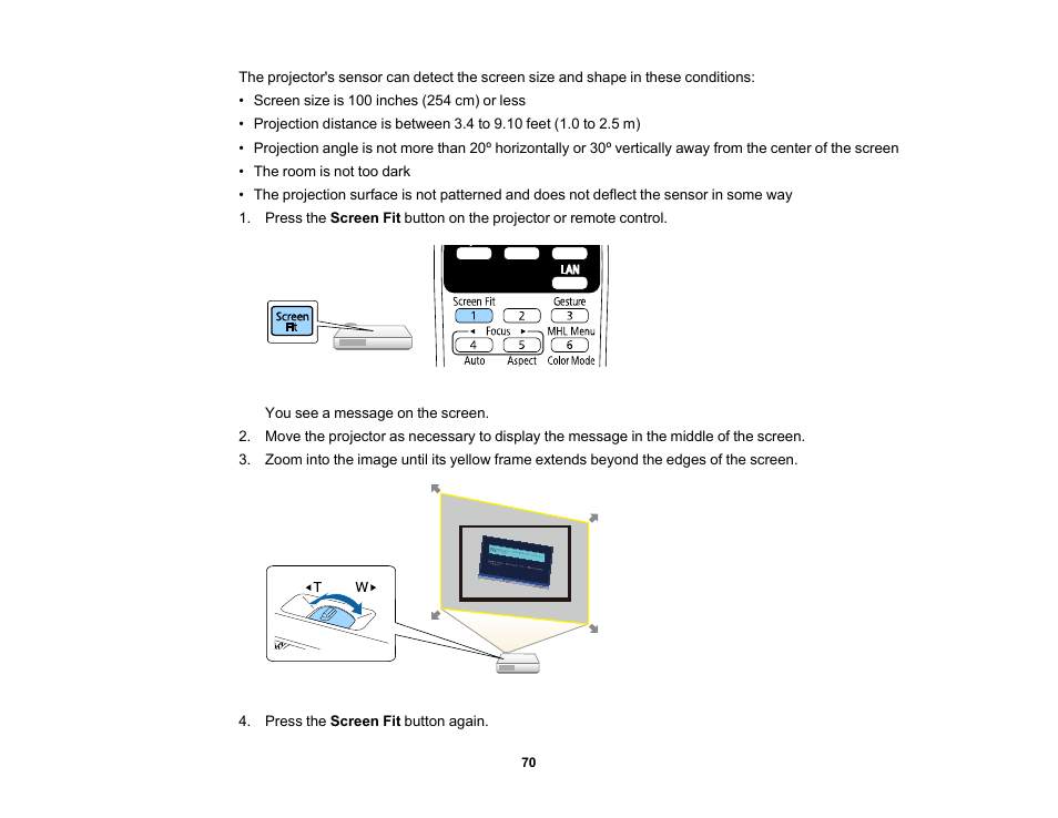 Epson PowerLite 1781W 3200-Lumen WXGA 3LCD Projector User Manual | Page 70 / 245