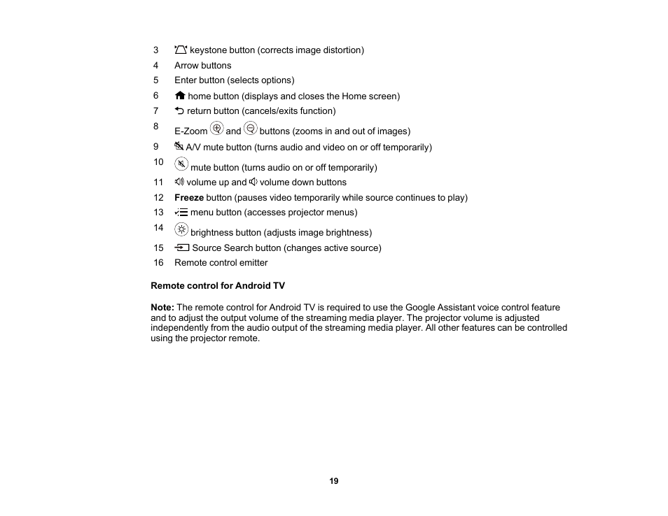 Epson EpiqVision Flex CO-FH02 3000-Lumen Full HD 3LCD Smart Home Theater Projector User Manual | Page 19 / 121