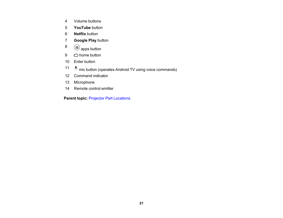 Epson EpiqVision Flex CO-FH02 3000-Lumen Full HD 3LCD Smart Home Theater Projector User Manual | Page 21 / 121