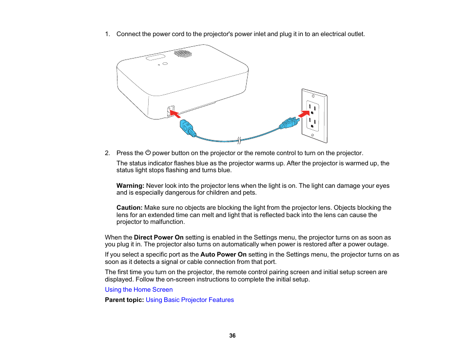 Epson EpiqVision Flex CO-FH02 3000-Lumen Full HD 3LCD Smart Home Theater Projector User Manual | Page 36 / 121