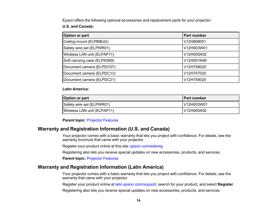 Epson EpiqVision Flex CO-W01 3000-Lumen WXGA 3LCD Projector User Manual | Page 14 / 144