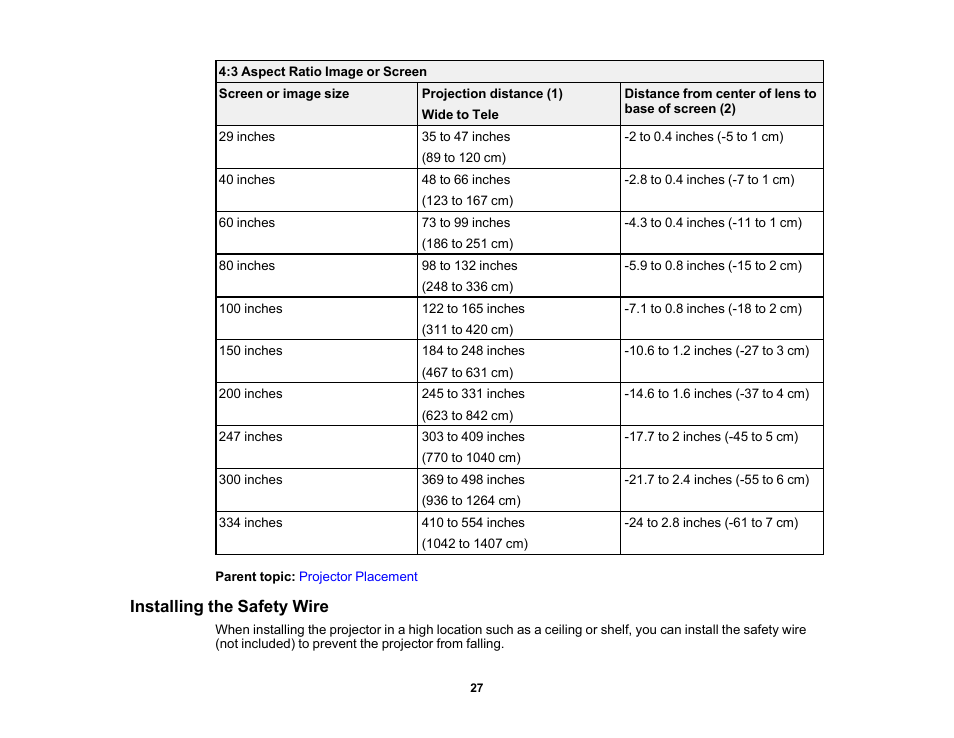 Installing the safety wire | Epson EpiqVision Flex CO-W01 3000-Lumen WXGA 3LCD Projector User Manual | Page 27 / 144