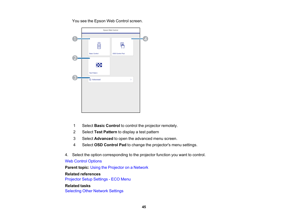 Epson EpiqVision Flex CO-W01 3000-Lumen WXGA 3LCD Projector User Manual | Page 45 / 144