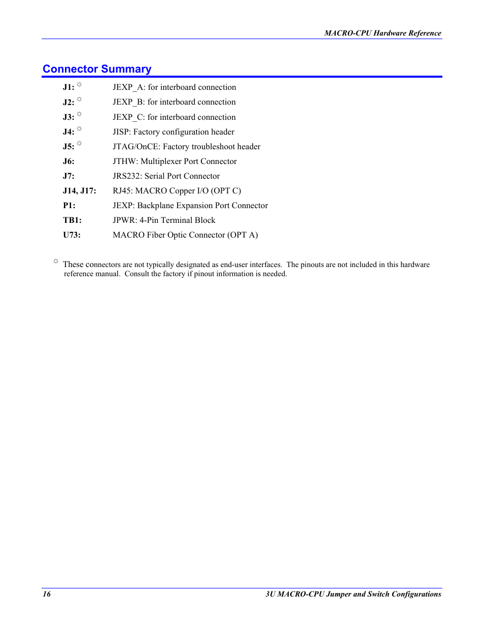 Connector summary | Delta Tau MACRO CPU BOARD 4Ax-602804-xHxx User Manual | Page 20 / 35