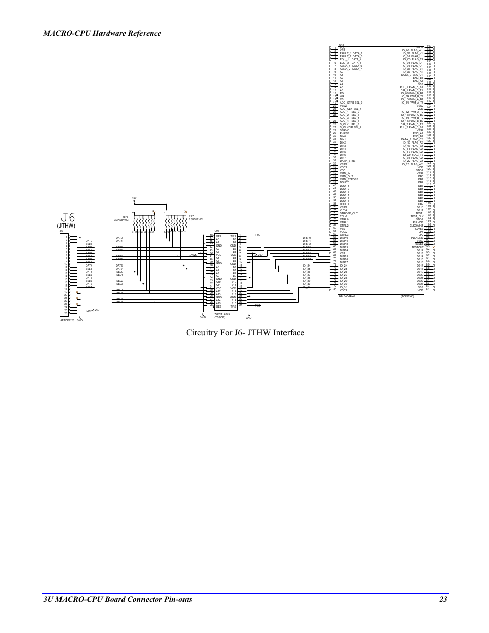 Circuitry for j6- jthw interface, Macro-cpu hardware reference, 3u macro-cpu board connector pin-outs 23 | Jthw) | Delta Tau MACRO CPU BOARD 4Ax-602804-xHxx User Manual | Page 27 / 35