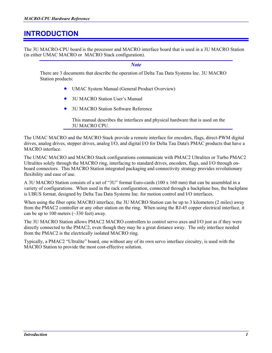 Introduction | Delta Tau MACRO CPU BOARD 4Ax-602804-xHxx User Manual | Page 5 / 35