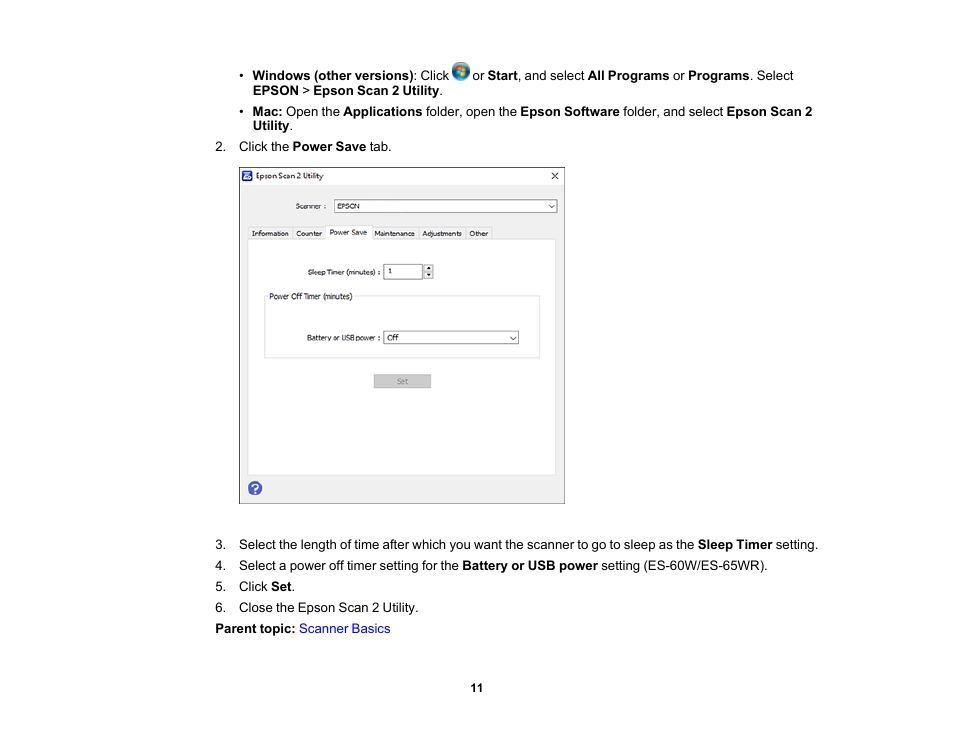 Epson Workforce ES-60W Wireless Portable Document Scanner User Manual | Page 11 / 112