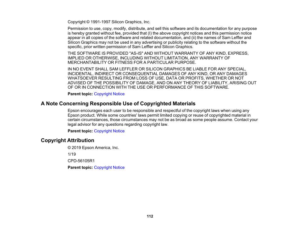 Copyright attribution | Epson Workforce ES-60W Wireless Portable Document Scanner User Manual | Page 112 / 112