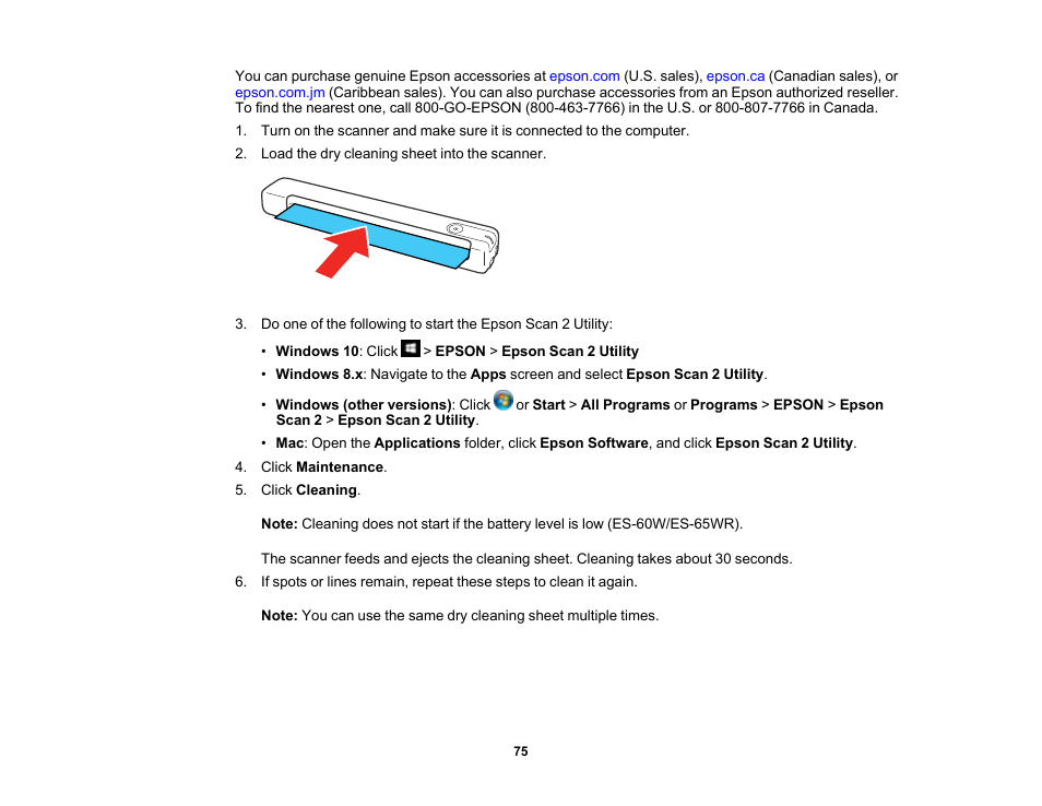 Epson Workforce ES-60W Wireless Portable Document Scanner User Manual | Page 75 / 112