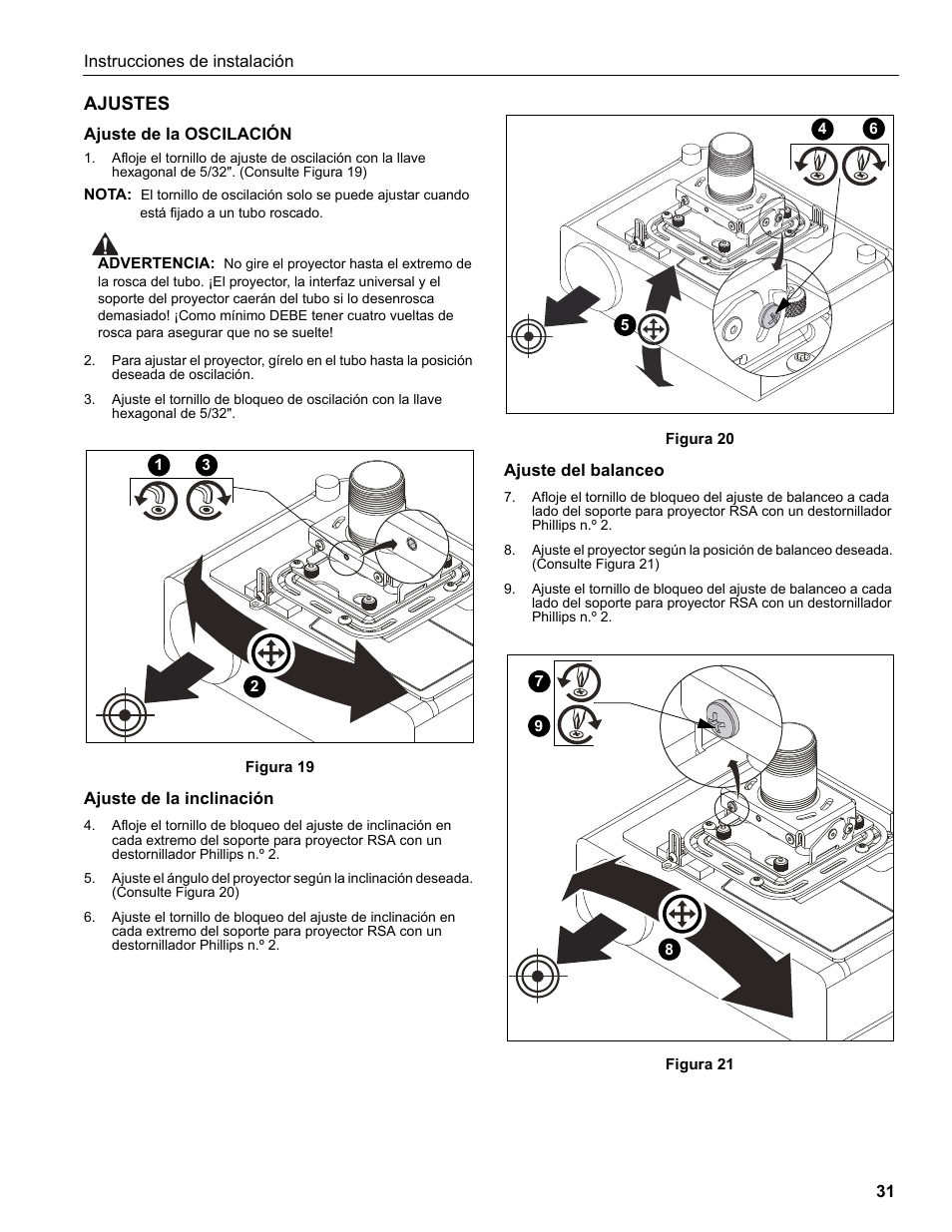 Epson Universal Projector Mount with 3" Extension Column User Manual | Page 31 / 44