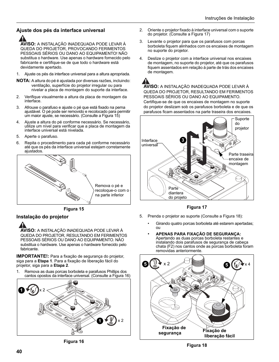 Epson Universal Projector Mount with 3" Extension Column User Manual | Page 40 / 44