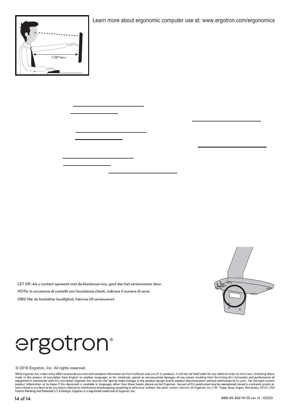 Ergotron MXV Desk Mount Monitor Arm for Displays up to 34" (Black) User Manual | Page 28 / 28
