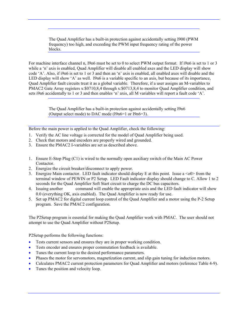 I9n6, Start-up procedures, Power on sequence | P2setup, P2setup functions | Delta Tau 3Ax-602646-xUxx User Manual | Page 30 / 40