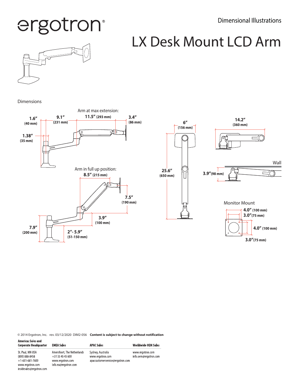 Ergotron LX Desk Mount Monitor Arm (Matte Black) User Manual | 3 pages