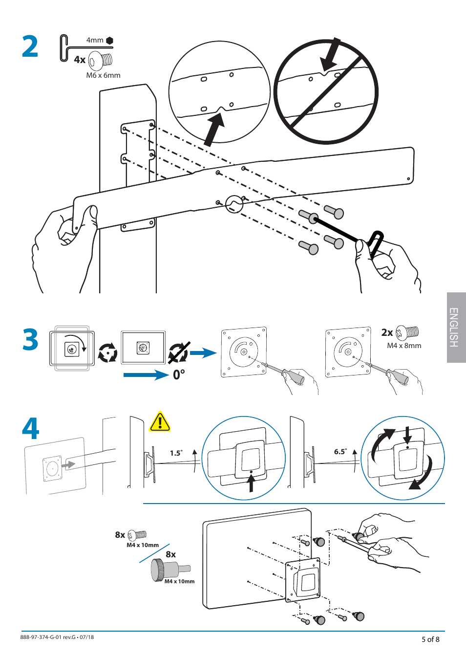 Ergotron WorkFit Dual Monitor Kit for WorkFit Standing Desks User Manual | Page 5 / 8