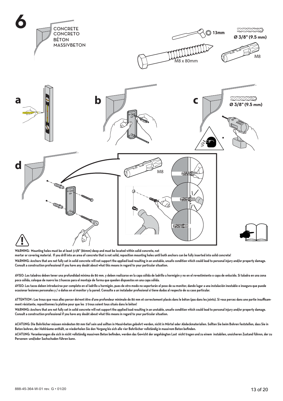 Bc d a | Ergotron MXV Wall Monitor Arm for Displays up to 34" (Matte Black) User Manual | Page 13 / 40