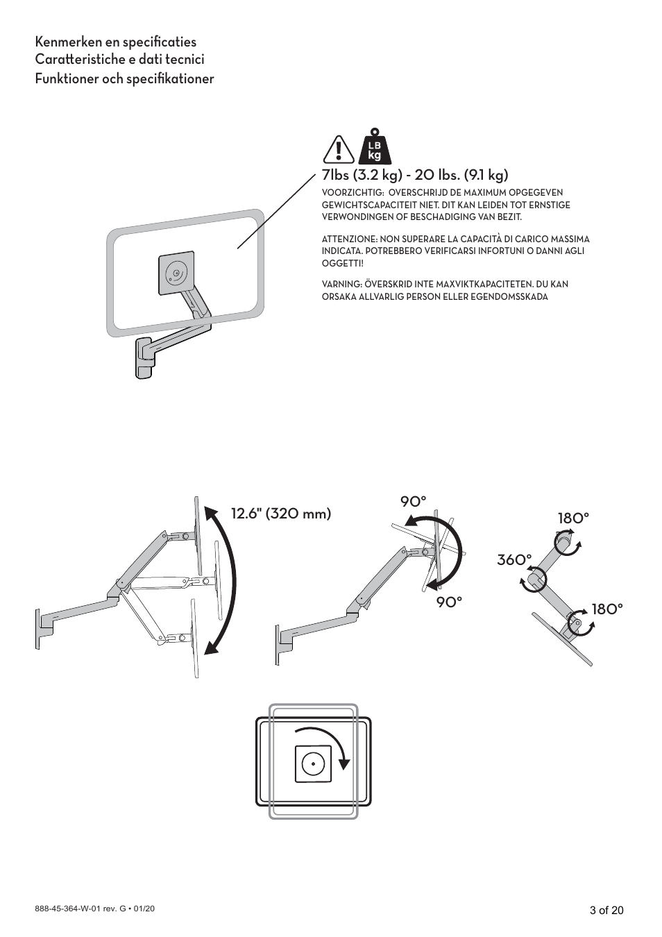 Ergotron MXV Wall Monitor Arm for Displays up to 34" (Matte Black) User Manual | Page 23 / 40