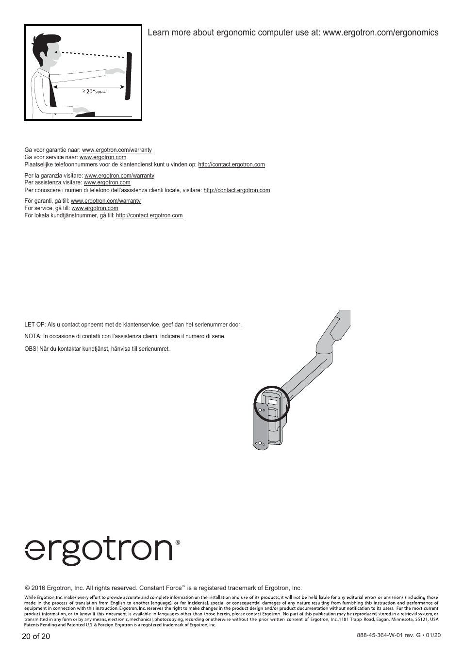 Ergotron MXV Wall Monitor Arm for Displays up to 34" (Matte Black) User Manual | Page 40 / 40