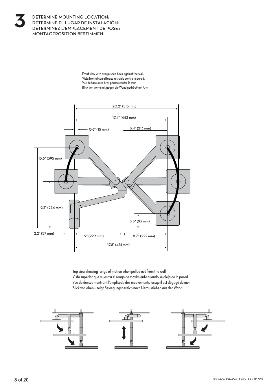 Ergotron MXV Wall Monitor Arm for Displays up to 34" (Matte Black) User Manual | Page 8 / 40