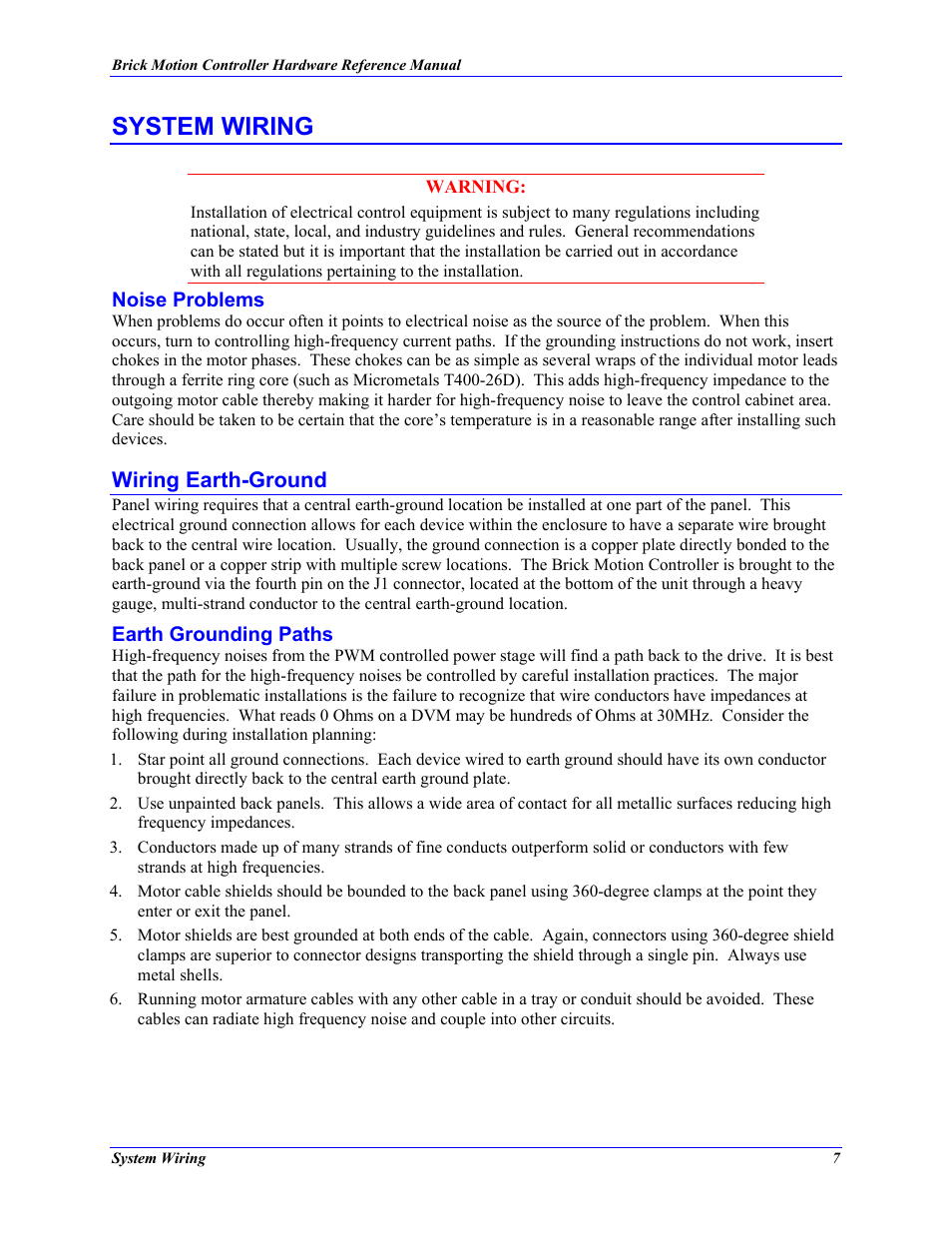 Noise problems, Earth grounding paths, System wiring | Wiring earth-ground | Delta Tau 5xx-603869-xUxx User Manual | Page 15 / 50