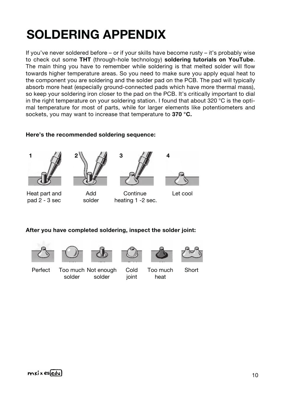 Soldering appendix | Erica Synths DIY Eurorack Case and Power Supply Kit for EDU Modular System (84 HP) User Manual | Page 10 / 12