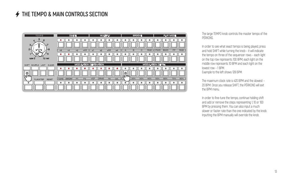 Erica Synths PERKONS HD-01 Drum Machine Synthesizer User Manual | Page 13 / 36