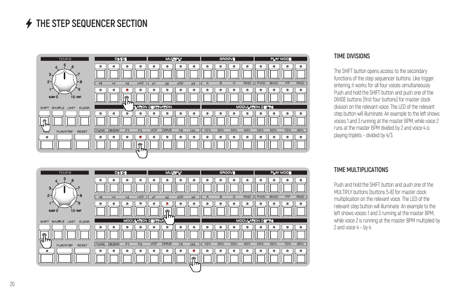 Time divisions time multiplications | Erica Synths PERKONS HD-01 Drum Machine Synthesizer User Manual | Page 20 / 36