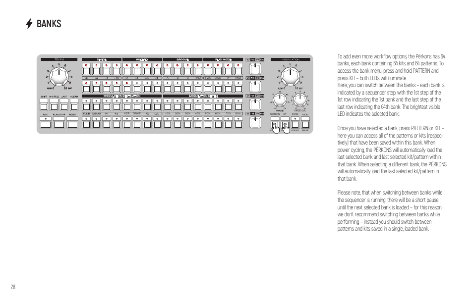 Banks | Erica Synths PERKONS HD-01 Drum Machine Synthesizer User Manual | Page 28 / 36