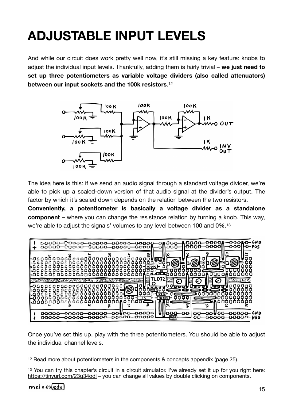 Adjustable input levels | Erica Synths EDU DIY Mixer Eurorack Module Kit User Manual | Page 15 / 48