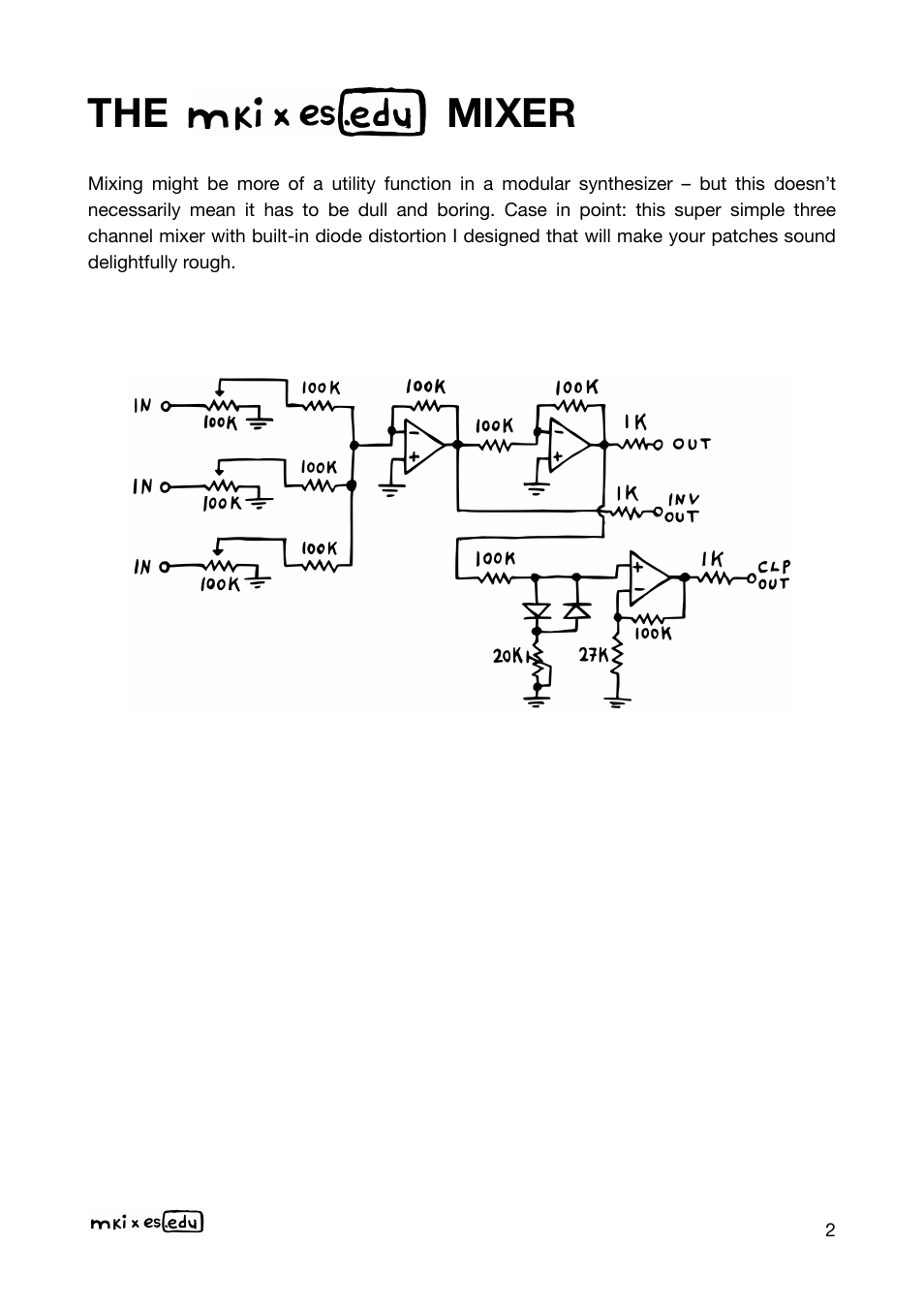 The mixer | Erica Synths EDU DIY Mixer Eurorack Module Kit User Manual | Page 2 / 48