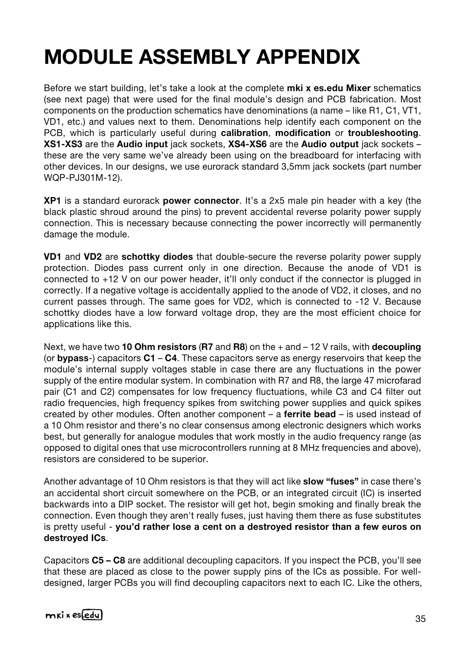 Module assembly appendix | Erica Synths EDU DIY Mixer Eurorack Module Kit User Manual | Page 35 / 48