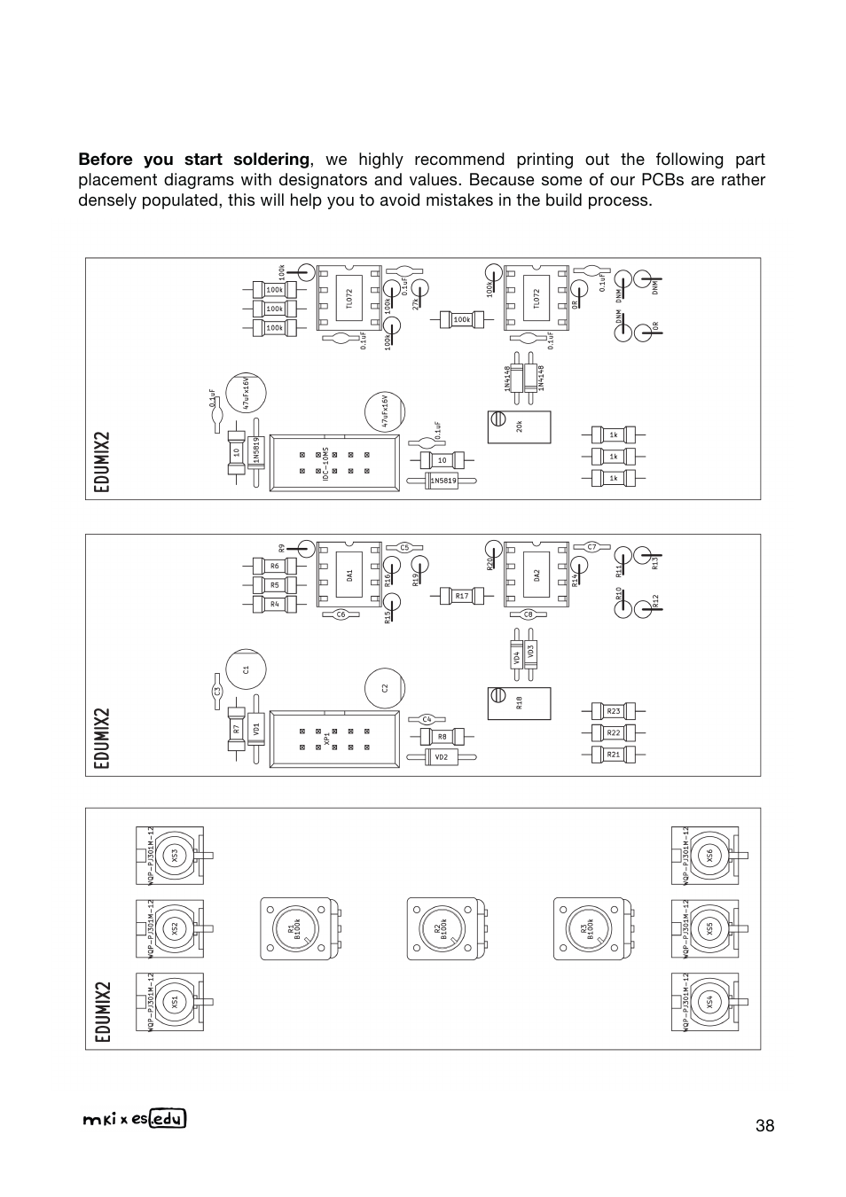 Erica Synths EDU DIY Mixer Eurorack Module Kit User Manual | Page 38 / 48