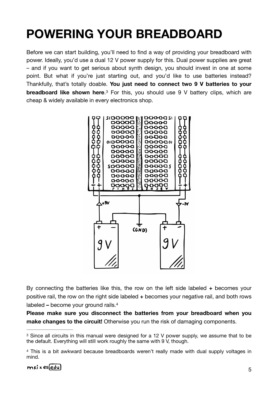 Powering your breadboard | Erica Synths EDU DIY Mixer Eurorack Module Kit User Manual | Page 5 / 48